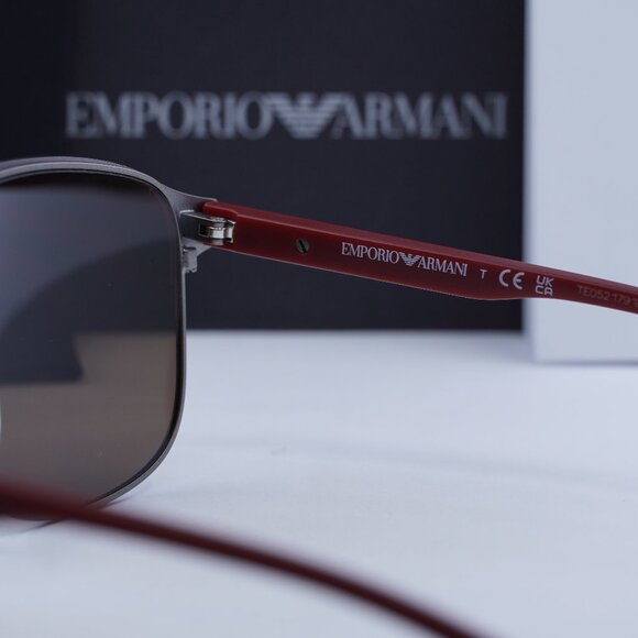 Emporio Armani EA2144 336673 Rectangle Sunglasses - Gunmetal/Burgundy - Picture 6 of 11